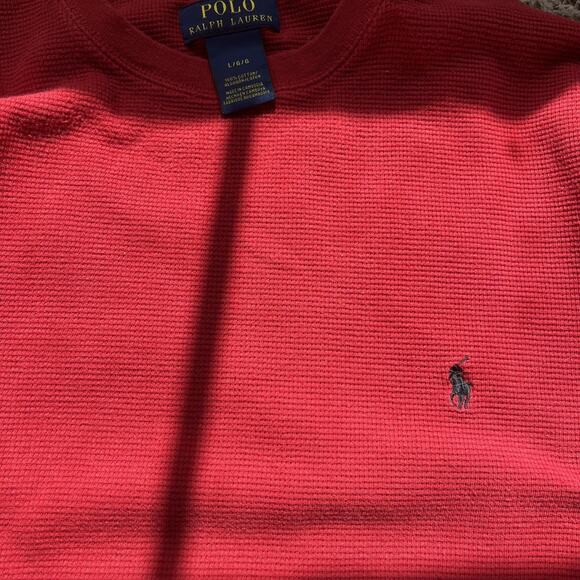 Vintage Ralph Lauren POLO Pony Rider LOGO RAGLAN Sweatshirt Size L Red - Picture 2 of 5
